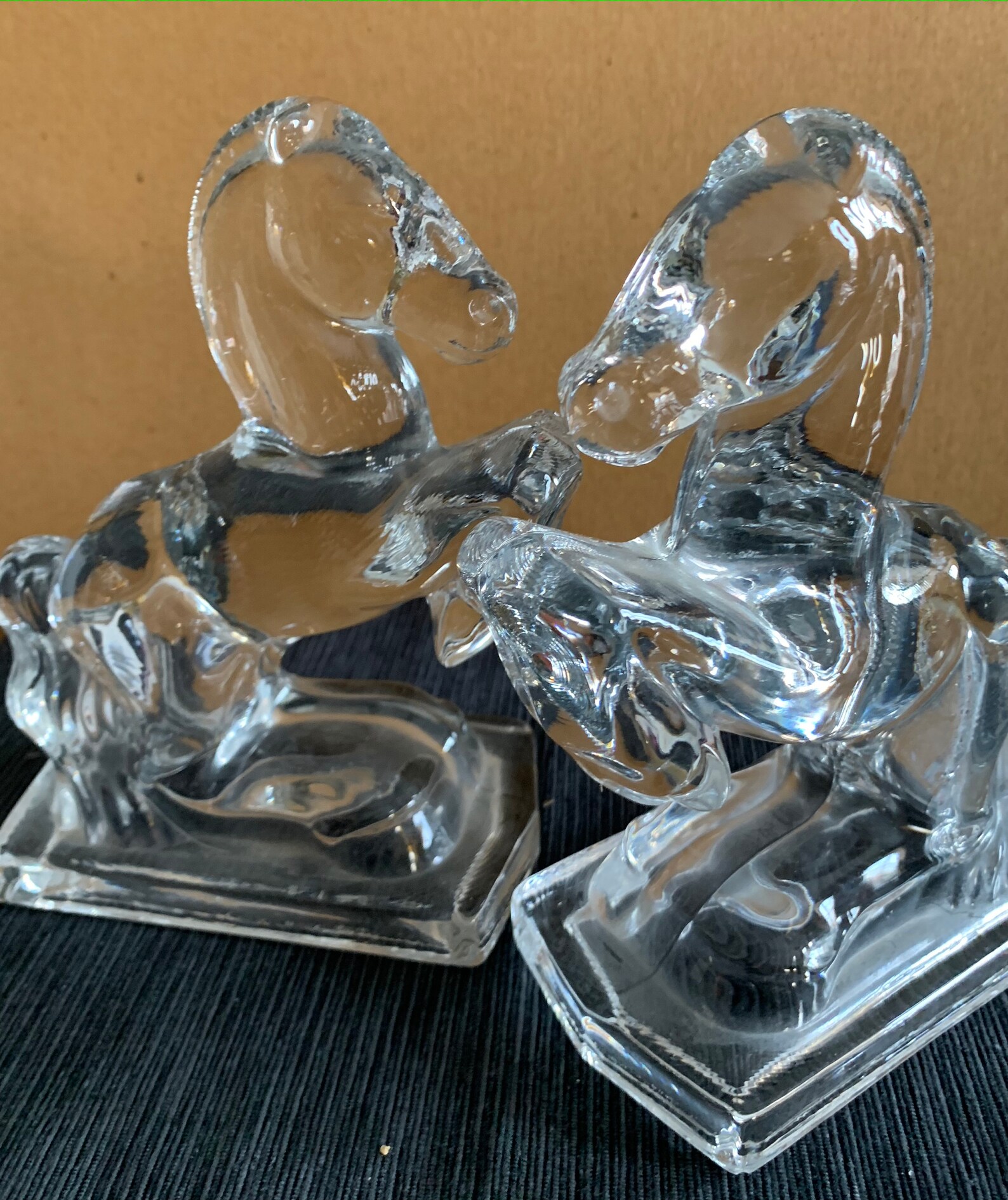 Glass Horse Bookends Vintage Art Deco L.E. Smith Molded Etsy