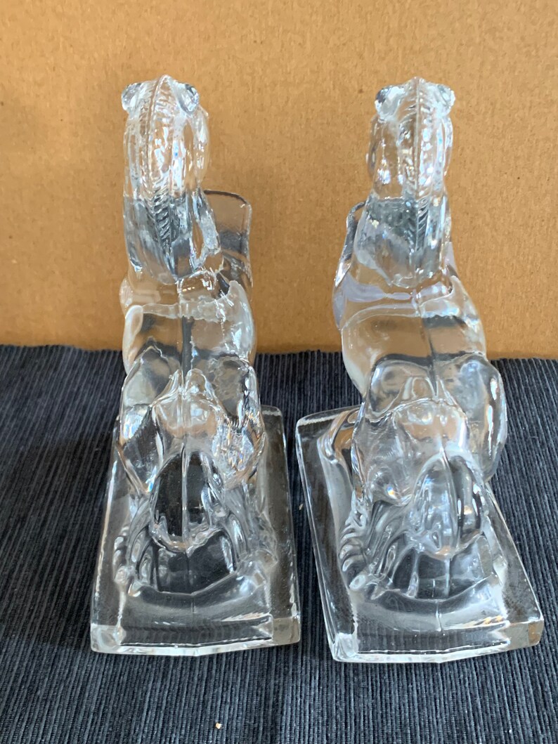 Glass Horse Bookends Vintage Art Deco L.E. Smith Molded Etsy