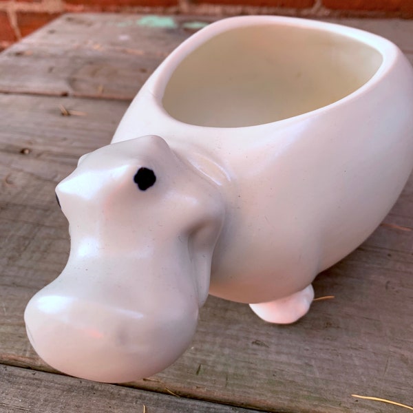 Vintage Hull Hippo Planter USA White #F68 mod!