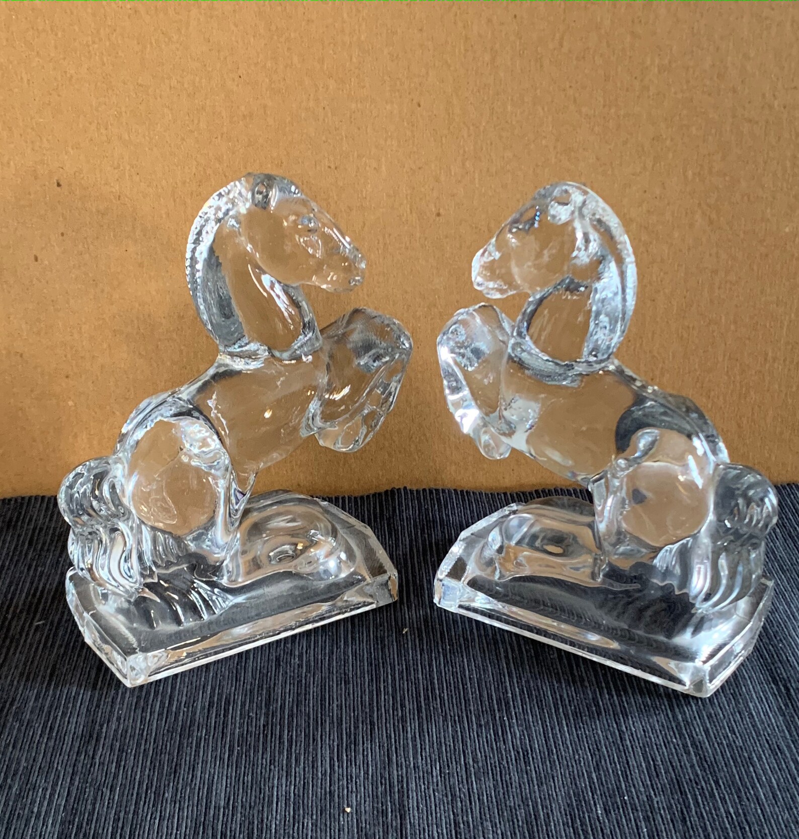 Glass Horse Bookends Vintage Art Deco L.E. Smith Molded Etsy