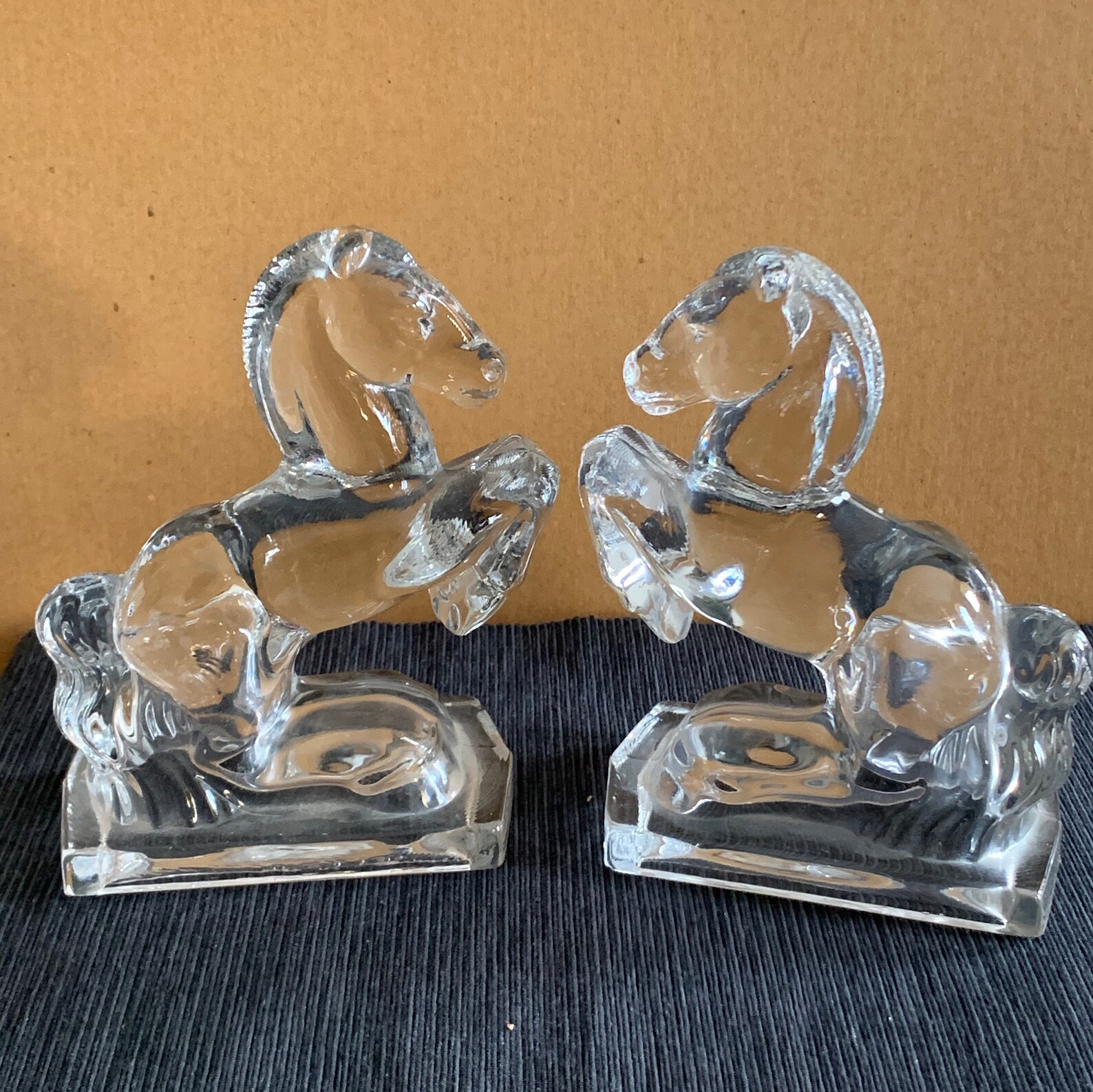 Glass Horse Bookends Vintage Art Deco L.E. Smith Molded Etsy