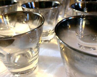 Set of 8 Silver Fade Dorothy Thorpe Shot Glasses 4 oz Cordial Glasses Mid-Century Modern Crystal Mercury