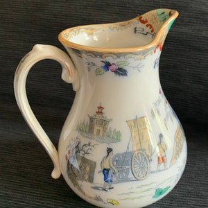 Antique Siam Pattern Pitcher ~ P. Regout Maastricht Dutch Chinoise 19th Century