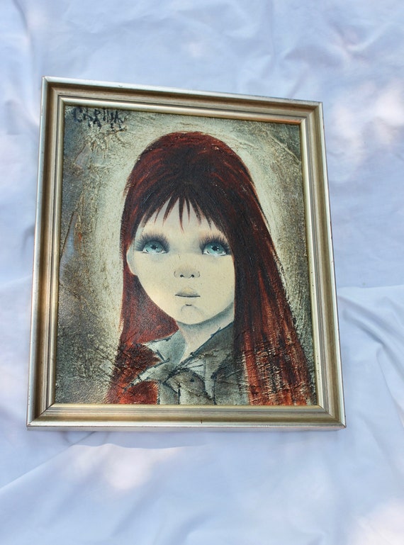 Vintage Oil Painting Portrait Of Girl By Carina Mod 60s Etsy