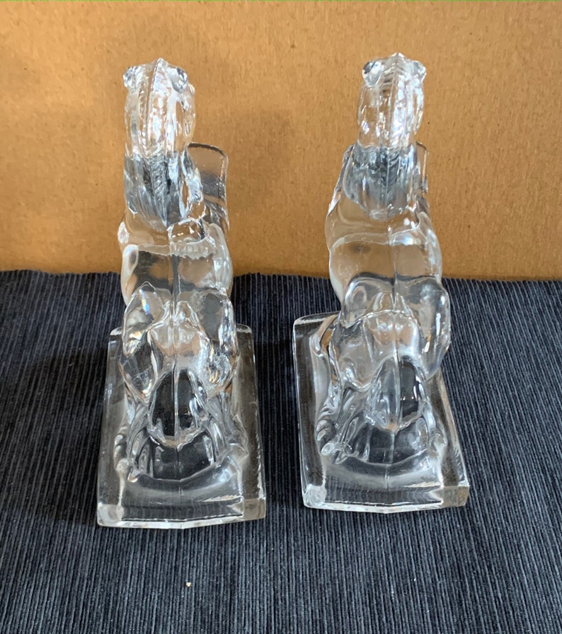 Glass Horse Bookends Vintage Art Deco L.E. Smith Molded Etsy