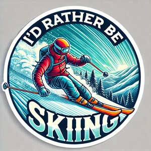 Skiing Sticker, Ski Gear Accessory, Ski Trip Souvenir, Mountain Sports Sticker, Ski Lover Gift, Winter Sports Sticker, Waterproof Sticker.