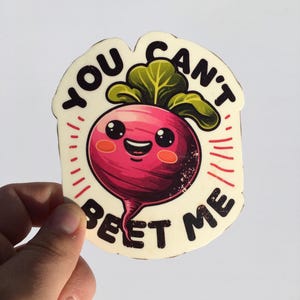 Sticker You Can't Beet Me, Sticker végétarien, Sticker drôle, Sticker vintage, Sticker imperméable, Sticker bouteille d'eau, Sticker affirmation