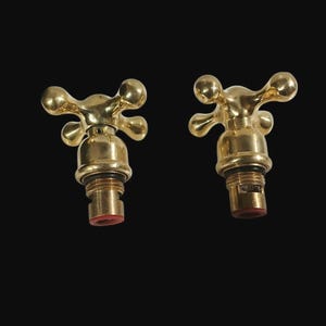 Handcrafted Brass Cross Handle Faucet Set - Pair of 2 Solid Valve Handles