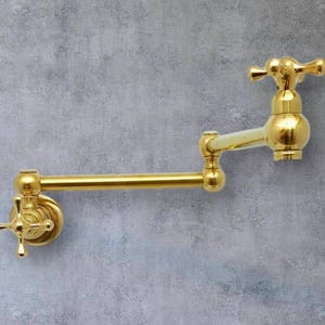 Brass Pot Filler Faucet: Wall Mounted Kitchen Stove Tap with Swivel Arm