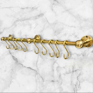 Copper Wall-Mounted Pot Rack with Handmade S-Hooks