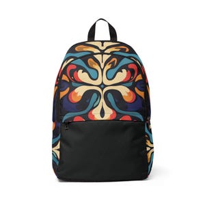 Fabric Backpack, Intricated Pattern and Vibrant Colors, Unisex Bag, Travel Backpack, School Bag, Unique Backpack, Gift for Him or Her