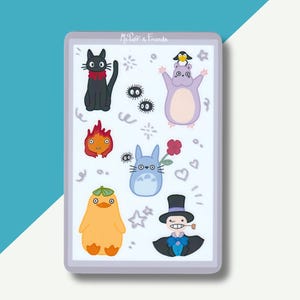Arkusz naklejek - motyw Ghibli - Matowy laminowany winyl (wodoodporny) - Do dekoracji / dziennika / scrapbookingu / pomysł na prezent