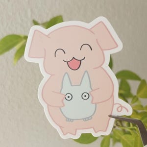 Naklejka - McPuff i Totoro - Matowa laminowana folia winylowa (wodoodporna) - Do dekoracji / dziennika / scrapbookingu / pomysł na prezent