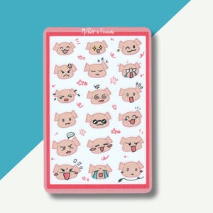 Arkusz naklejek - Emojis McPuff - Matowy laminowany winyl (wodoodporny) - Do dekoracji / dziennika / scrapbookingu / pomysł na prezent