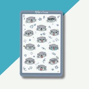 Arkusz naklejek - Emoji wydry Ottie - Matowy laminowany winyl (wodoodporny) - Do dekoracji / dziennika / scrapbookingu / pomysł na prezent