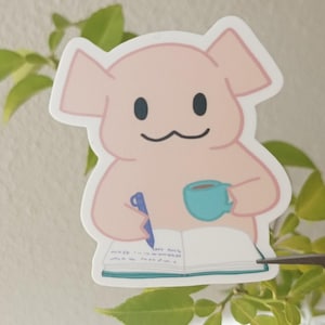 Naklejka - McPuff pisze - Matowa laminowana folia winylowa (wodoodporna) - Do dekoracji / dziennika / scrapbookingu / pomysł na prezent