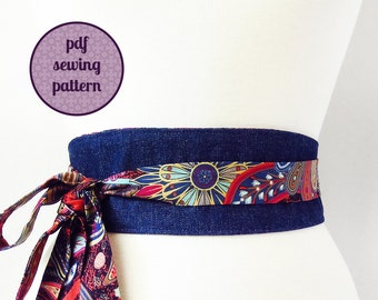 sewing pattern - reversible obi belt (PDF for immediate download)