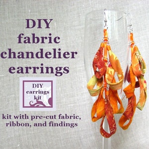 earrings kit - DIY fabric chandelier earrings kit with pre-cut fabric