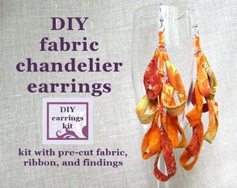 earrings kit - DIY fabric chandelier earrings kit with pre-cut fabric