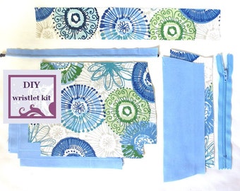 diy wristlet kit - spirograph - pre cut fabric with PDF pattern