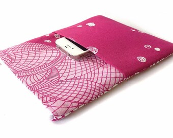 mini tablet sleeve - pink and white abstract - ready to ship