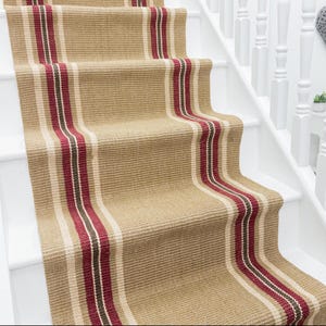 Moroccan durable stair runner red stripe