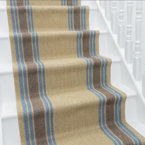 Moroccan durable stair runner blue stripe