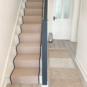 Light beige chevron stair runner