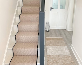 Light beige chevron stair runner