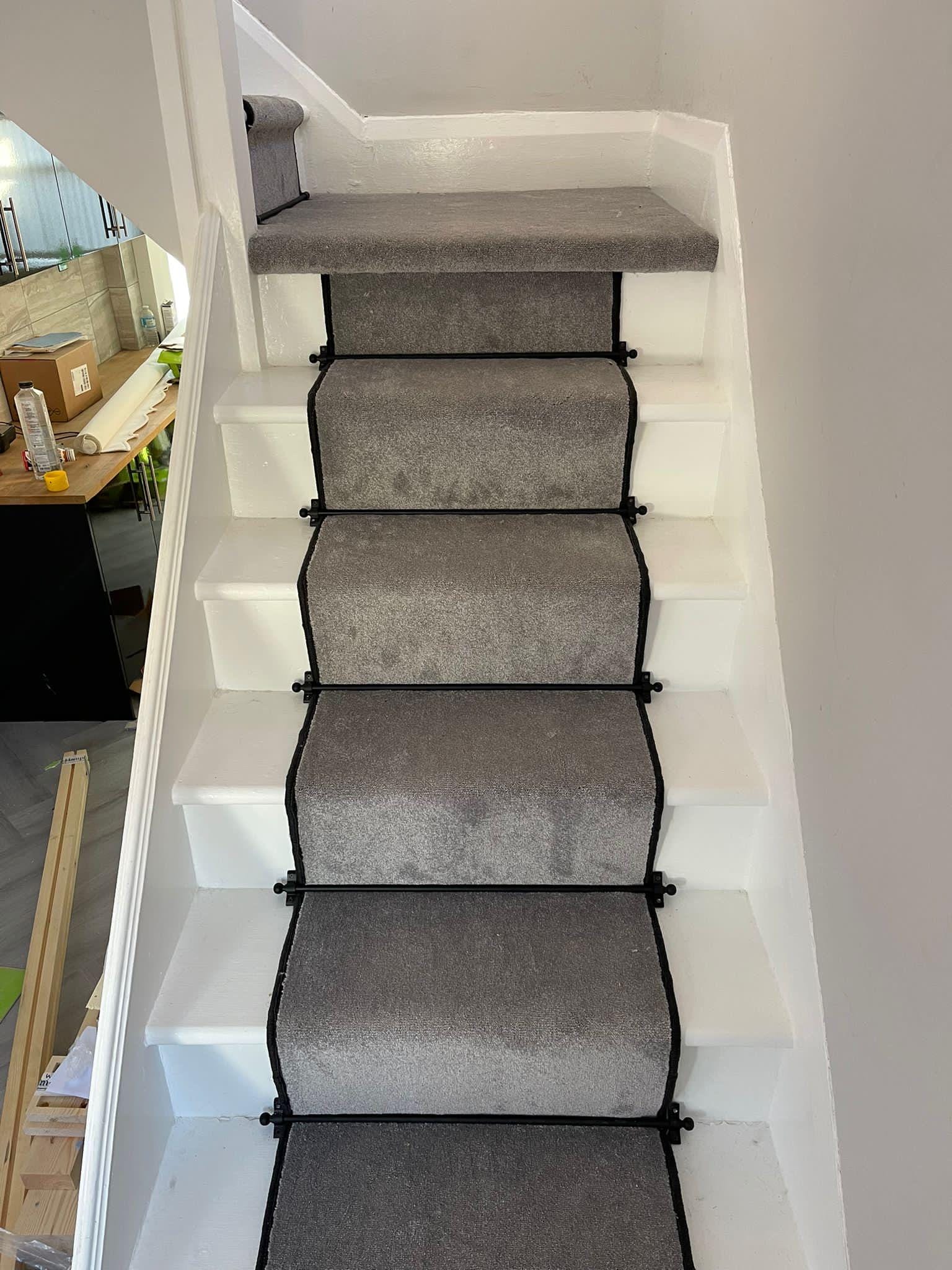 Grey Stair Runner With Black Whipped Edge - Etsy
