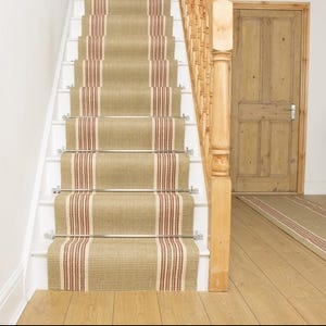 Moroccan durable stair runner red stripe