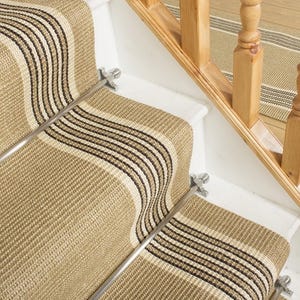 Moroccan durable stair runner beige stripe