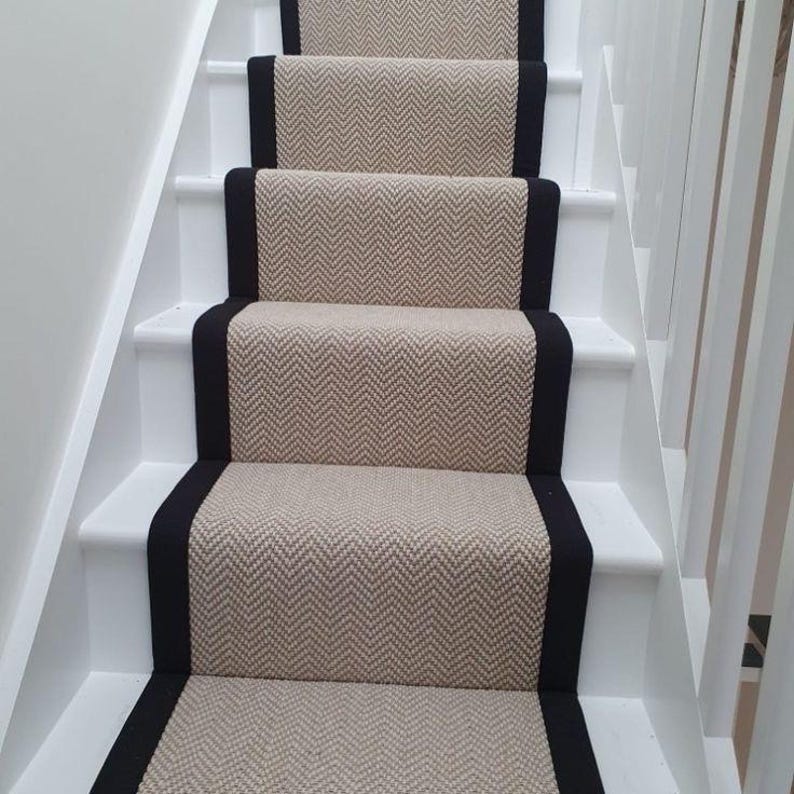 Herringbone Stair Runner Wool Stitched Taped Edge - Etsy