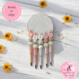 Sunflower Beaded Pens: Boho Stationery Gift with Ink Refill
