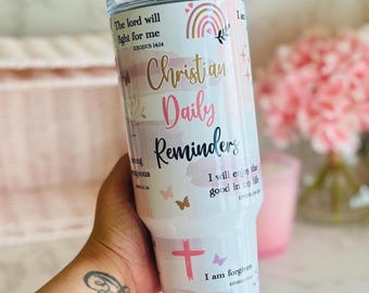 Vaso con recordatorios cristianos diarios: acero inoxidable, 40 oz