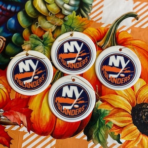 New York Islanders Christmas Ornament – Blue & Orange Hockey Ornament, NY Islanders Fan Gift, Hockey Tree Decor, Sports Fan Holiday Ornament