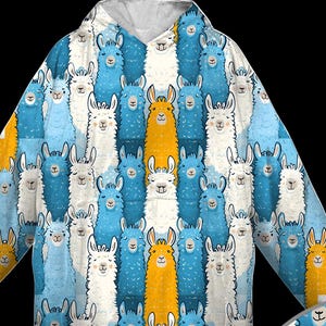 Lama Drama Unisex Hooded Blanket, Alpaca Lovers Gift, Cozy Winter Throw, Animal Print Blanket, Gift for Him or Her, Oversized Poncho Blanket