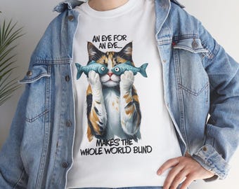Cat Fish Eyes Graphic T-Shirt: Quirky Cat Lover Fashion
