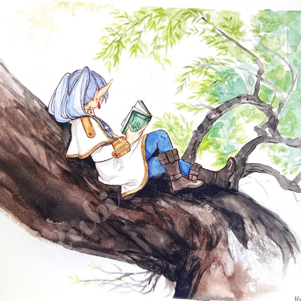 Frieren: Beyond Journey's End Art Print - Watercolor Manga Illustration (8.5x11in)