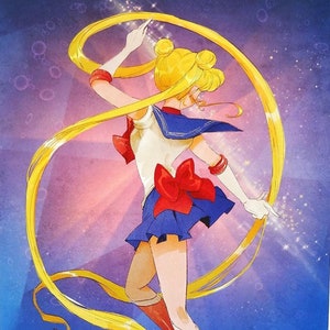 Pretty Guardian Sailor Moon Gemälde Venus Jupiter Jupiter 90er Jahre Anime Magical girl Art Poster Princess Serenity Usagi Tsukino Illustration
