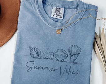Comfort Colors® Summer Vibes, Hello Summer Shirt, Summer Beach Shirt, Summer Shirt, Funny Beach Shirt, Vacation Shirt, Trendy Summer Shirt