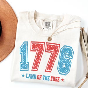 Chemise Comfort Colors® 1776, Terre du libre, chemise 4 juillet, chemise Indépendance, chemise patriotique, chemise carte des États-Unis, chemise Memorial Day