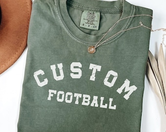 Comfort Colors® Football Shirt: Custom Football Shirt, Football Mom Shirt, Game Day Shirt, Football Season Shirt, Womens Football Shirt
