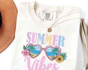 Comfort Colors® Summer Vibes, Hello Summer, Summer Beach, Summer Shirt, Beach Shirt, Funny Beach Shirt, Vacation Shirt, Trendy Summer Shirt