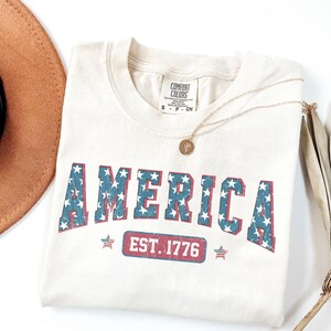 Chemise Comfort Colors® America EST 1776, chemise 4th July, chemise Independence, chemise patriotique, chemise carte des États-Unis, chemise Memorial Day, t-shirt drapeau des États-Unis