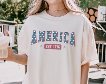Shirt Comfort Colors® America 1776, shirt Memorial Day, shirt VS, shirt 4 juli, shirt patriottische dag, shirt 4 juli, shirt patriottisme
