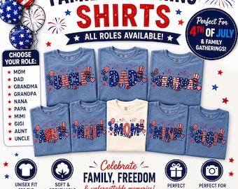 Patriotic Family Matching Shirts, America 250th T-Shirt, 4th of July Tee, Mom Dad Nana Papa Mimi Gigi Grandma Grandpa Uncle Aunt Shirt