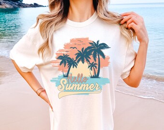 Comfort Colors® Hello Summer Shirt, Summer Beach Shirt, Summer Shirt, Beach Shirt, Funny Beach Shirt, Vacation Shirt, Trendy Summer Shirt
