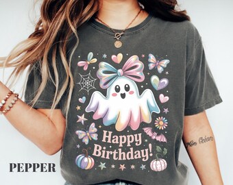 Chemise joyeux anniversaire Comfort Colors®, chemise d'anniversaire d'Halloween, chemise d'anniversaire effrayante, chemise d'anniversaire fantôme mignon, cadeau d'anniversaire d'Halloween