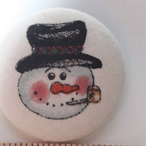Charming vintage fabric button - snowman - winter - holidays